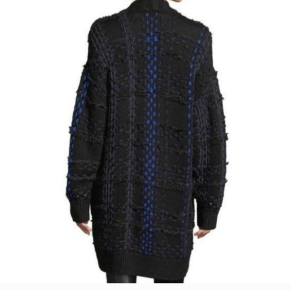 Rag & Bone Dawson Chunky Wool Knit Ribbon Cardigan Coat Black + Blue - Picture 3 of 7